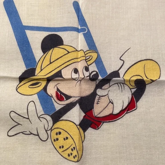 Rare MICKEY MOUSE vtg. hanky in red, wh, yel, blue. Marked W. D. P.  $24 - Picture 4 of 4